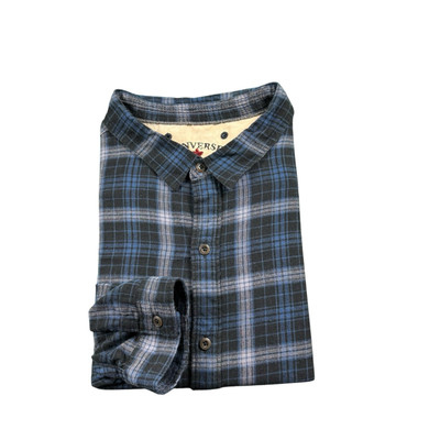 John Varvatos X Converse Blue Black Check Cotton Mens L/S