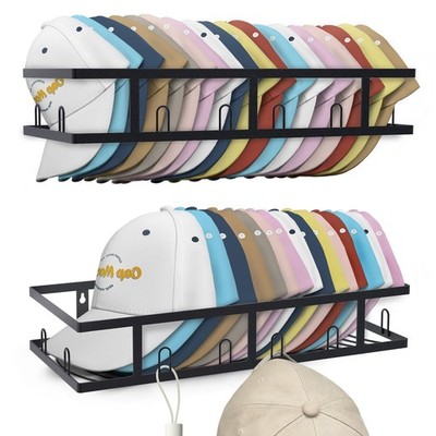Metal Hat Rack for Wall, Holds 60+ Baseball Caps, 2-Pack Sturdy Wall Mounted ...