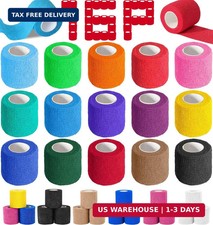 AZEN 16 Pack Self Adhesive Bandage Wrap, 2" X 5 Yards Elastic Cohesive Bandage W