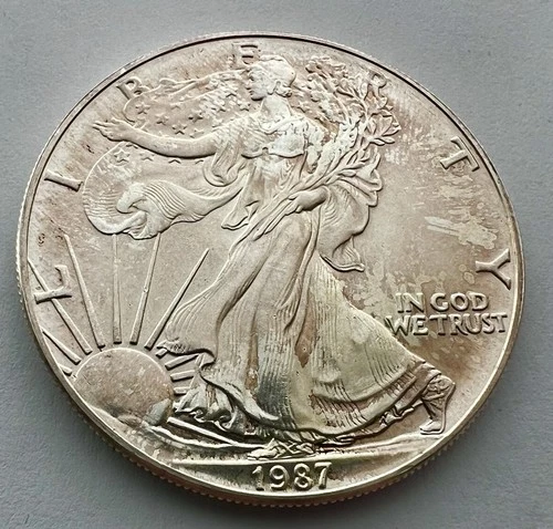 1987 American Silver Eagle BU Light Original 1 oz Of  .999 Fine Silver