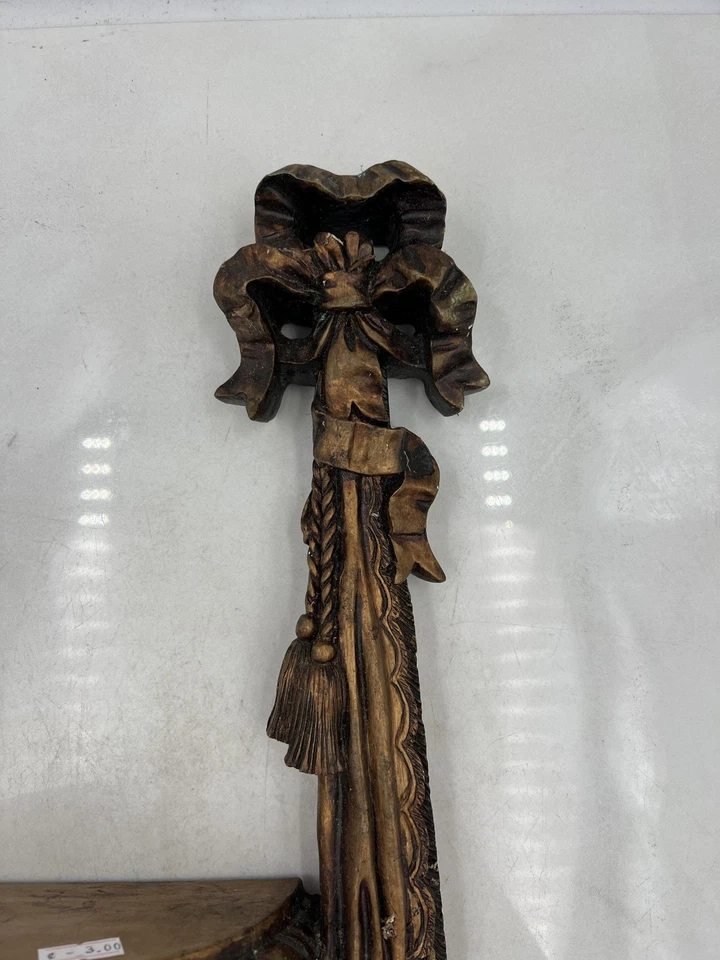 Arandela Design Toscano prateleira de parede Corbel Demi-Lune resina arco borla ouro rococó - Imagem 2 de 4