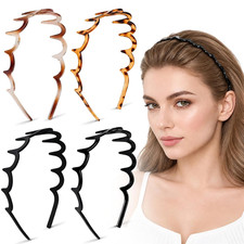 4 PCS Zig Zag Headbands for Women Non Slip U-Shape Comb Headband with Teeth