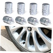 Car Tire Valve Stem Caps, Aluminum Alloy Wheel Valve Covers with 8 PCS Silver