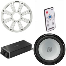 Kicker Marine KPX500.1 Powersports Amp  12" 2 Ohm  White Grill  Subwoofer ...
