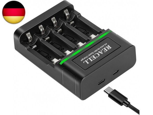 Akku LadegeräT FüR 1-4 Aa/Aaa Nimh Wiederaufladbare Akkus | AkkuladegeräT Mit Ty-image