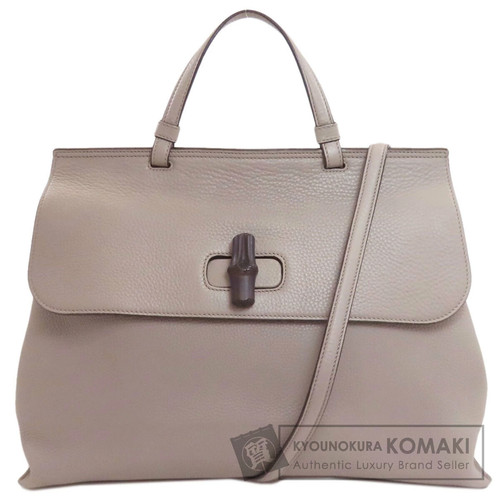 Gucci 370830 Bamboo Daily Leather 2-Way Handbag Gray Used Grade A