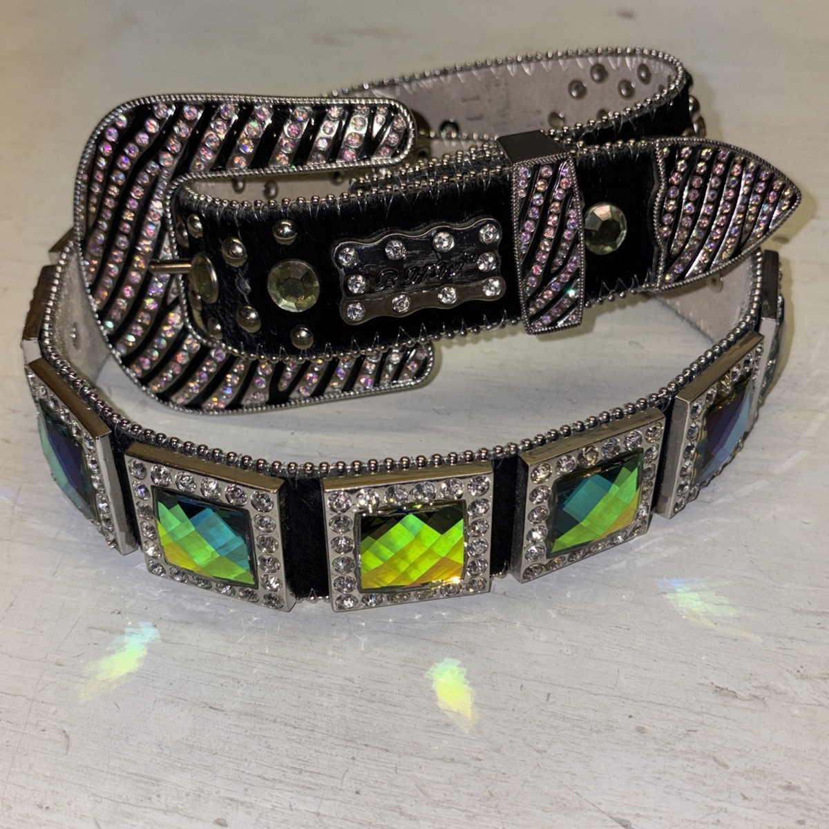 BHW Embellished Black Leather Studded Rhinestone Western  display picture 1