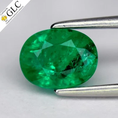 💎 GLC CERTIFIED 1.01ct Oval Natural Green Emerald - Zambia Gemstone - Image 1 of 4