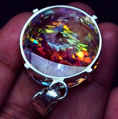 GS Solid Silver Pendant Mystic Quartz Multi-Color 72.55 Ct Certified Loose Gems - Picture 4 of 7