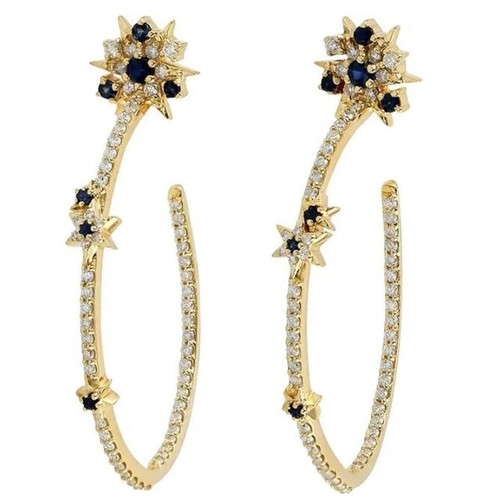14K Oro Giallo Diamante Rotondo Cerchio Orecchini Stretto 0.60