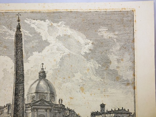 PIRANESI GIOVANNI STAMPA INCISIONE GRAFICA VEDUTA DI PIAZZA DEL POPOLO - Imagen 9 de 12