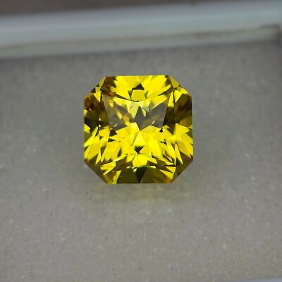 Precision Cut, 7.20 Ct Lab Yellow Sapphire, 10 MM Asscher Yellow Sapphire
