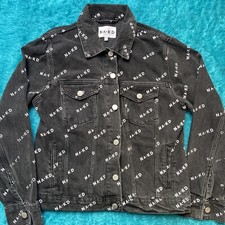 Na-kd Womens Black Denim Jacket Size S To M 38 Ptp 19.5”