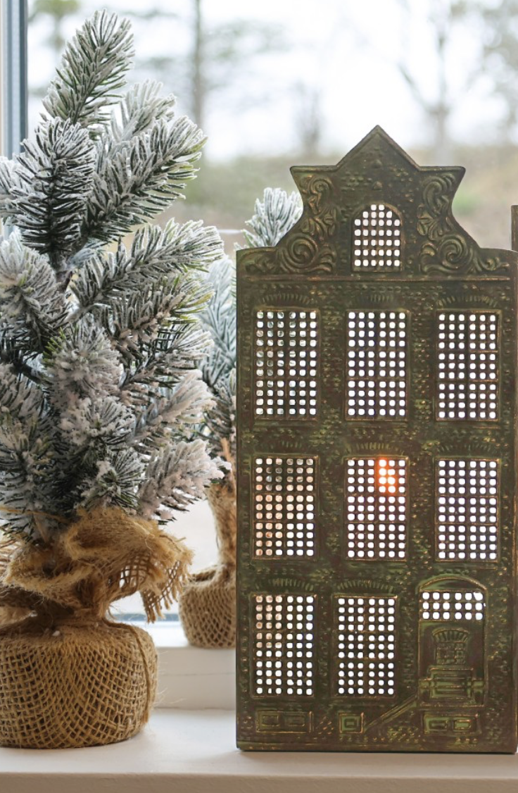 Single Brass Metal Tea Light House Candle Holder, Christmas Candle