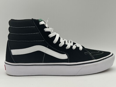 New VANS Skate Sk8-Hi Men SZ 8.5 UNISEX Women SZ 10 BLACK True WHITE Comfycush