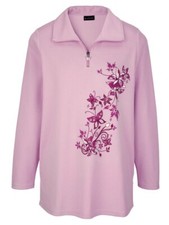 SWEATSHIRT malve-beere-weiss PULLOVER mit TROYER-KRAGEN Gr.56 58 62 NEU