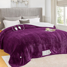 King Size Heated Electric Blanket - Dual Control, 10 Heat Levels, Soft Sherpa