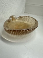 Murano Glass Dish Bullicante Shell by Flavio Poli Vintage  Bubble Ashtray