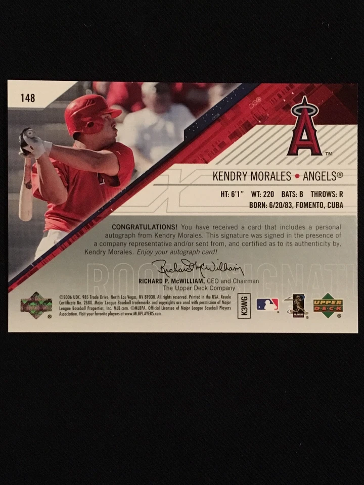 2006 SPx Kendry Morales Auto RC 907/999 #148 Angels - Image 2 of 2