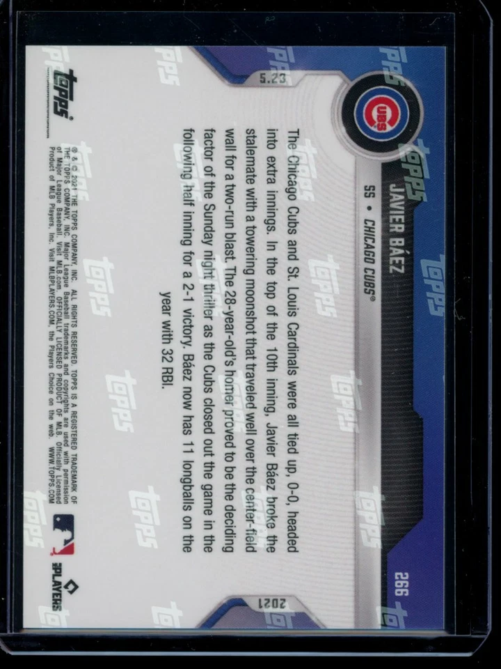 2021 Topps Now #266 Javier Baez Red Parallel Card #d /10 - Image 2 of 2