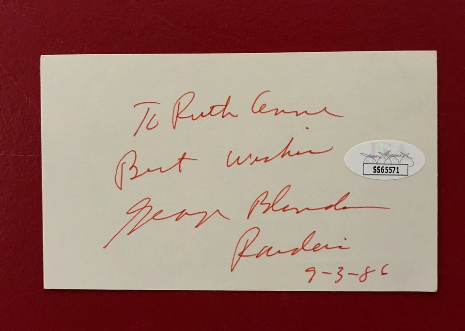 George Blanda Signed "1986" Index Card JSA Certified NFL Oakland Raiders HOF! - Image 2 of 4