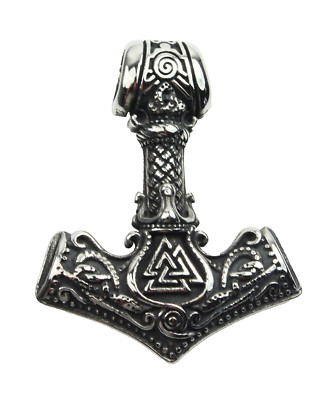 Edelstahl Anhänger Thorshammer 41x33mm wikinger Odin Loki ID5 mm viking