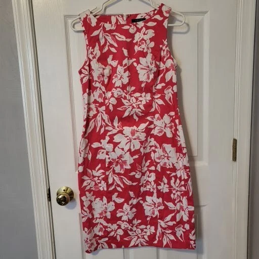 Chaps Floral Midi Sleeveless Dress, Size 8, Pink & White, New w/o Tags Foto 2 de 4