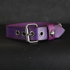 1.5  Wide Leather Dog collar. Handmade. Deep Violet