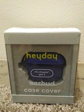 Heyday Earbud Case Cover w/ Brass Clip Fits AirPods Gen 1  2 - Bright Blue