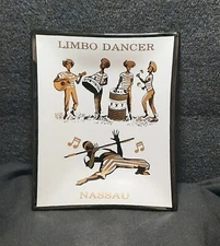 Limbo Dancer Nassau Smoky Glass Tray Art ((Houze?)). Unmarked.     Ci7