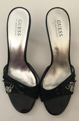Guess by Marciano High Heels Black With Bow Slip On Sandal Shoes Size 7.5 M  | eBay