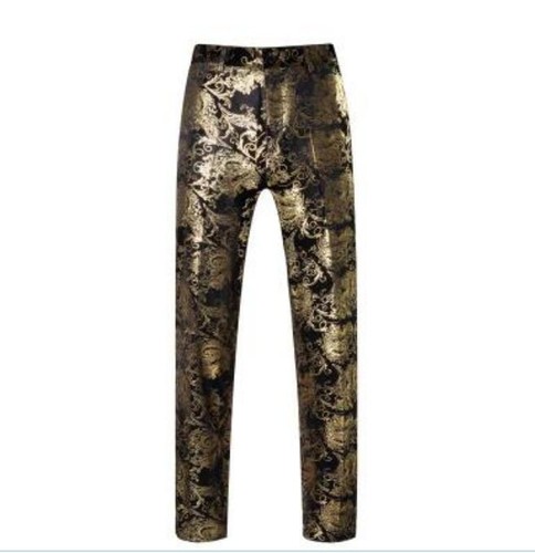 Men Slim Fit Gold Floral Straight Leg 