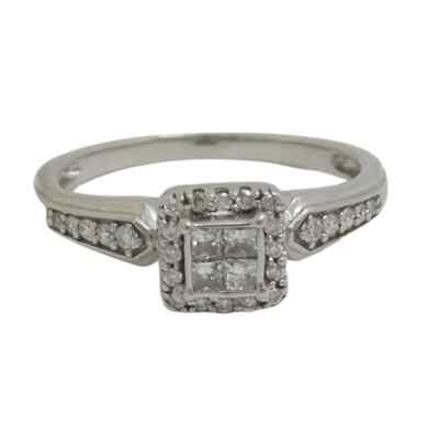 0.25 Ct Princess Simulated Diamond Halo Wedding Bridal Ring 925 Sterling Silver