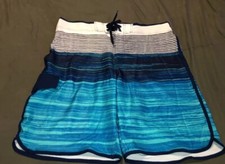 BURNSIDE Men's Board Surf Shorts Blue White Gray Size 34