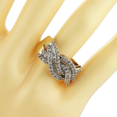 Nachlass 1,00ct Diamant 14k Bicolor Gold Webband Ring Größe 7 Auflösung