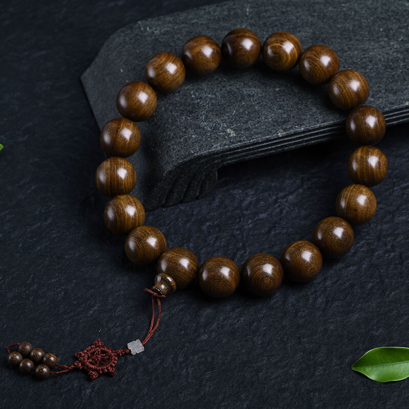 China Golden Sandalwood 25/30MM 19PCS Round Buddha Beads Ethnic