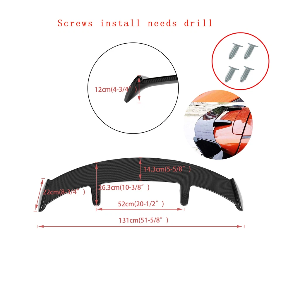 For Cadillac Escalade Hatchback SUV 52" Rear Roof Trunk Spoiler Wing Lip Carbon - Image 2 of 4