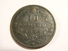 Italy 1894-BI 10 Centesimi Old Coin