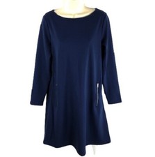 Gap Size 8 Ponte Knit Dress Navy Blue Faux Zip Pockets Long Sleeve New With Tags
