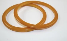 Two Butterscotch Bakelite Layering Bangle Style Bracelets Simichrome Tested