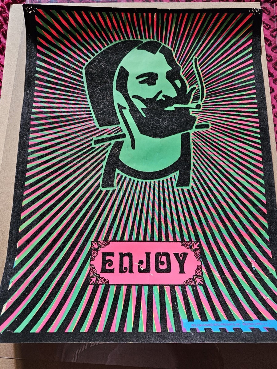 Blacklight Poster Zig Zag Man Enjoy 70's Vintage Poster | eBay
