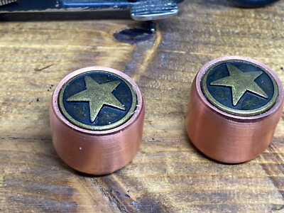 Copper star guitar knobs.  A Set Of Two.