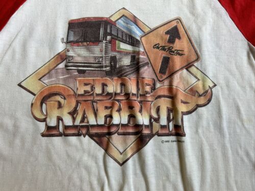 Vintage 1983 Eddie Rabbit On The Run Tour Single Stitch Baseball Tee T-Shirt - Picture 2 of 11
