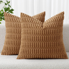 Pack of 2 Corduroy Decorative Euro Sham Throw Pillow Covers 24x24 Inch Soft Boho
