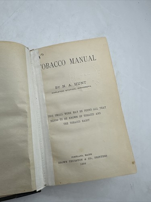 #ad Tobacco Manual N A Hunt 1888 1st Ed Brown Thurston and Co Mapleton Station MN $54.00