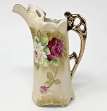 RS Prussia Porcelain Creamer Roses Gold Hand Painted Vintage Tea Party