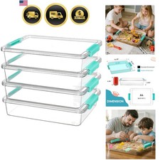 6 Qt Plastic Storage Bins with Lids, Clear Sensory Bins, Arts Crafts Organize...