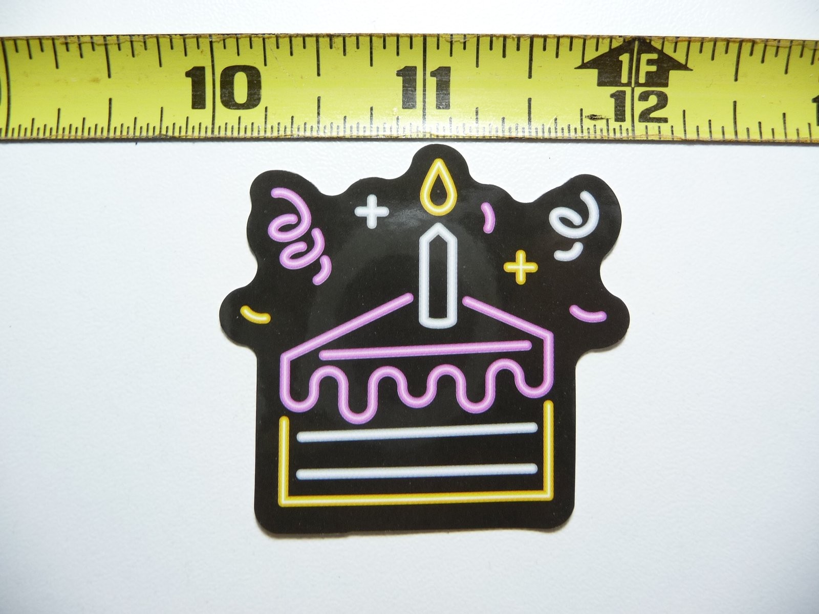 Neon Baby First Birthday Cake Candle Sticker Bright Vinyl Decal