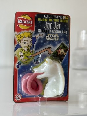 Star Wars Episode 1 Glow In The Dark Jar Jar Binks Sticky Tongue Toy Rare Sealed