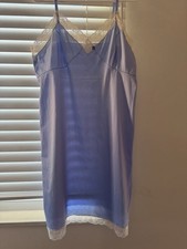 Van Raalte Elegant Blue Lace Trim Nightgown Size Large